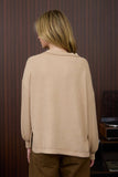 CREW NECK BUTTON DETAIL LONG SLEEVE KNIT TOP