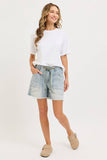 Barrel Jean Shorts with Rope Belt
