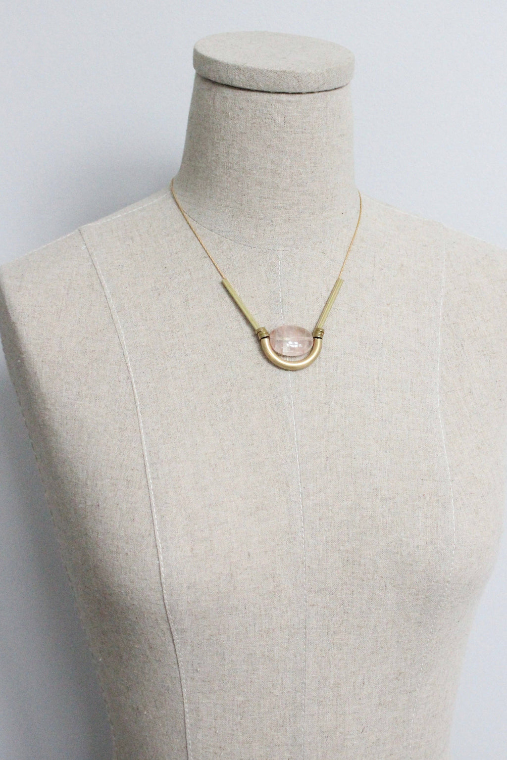 Rose quartz geometric necklace