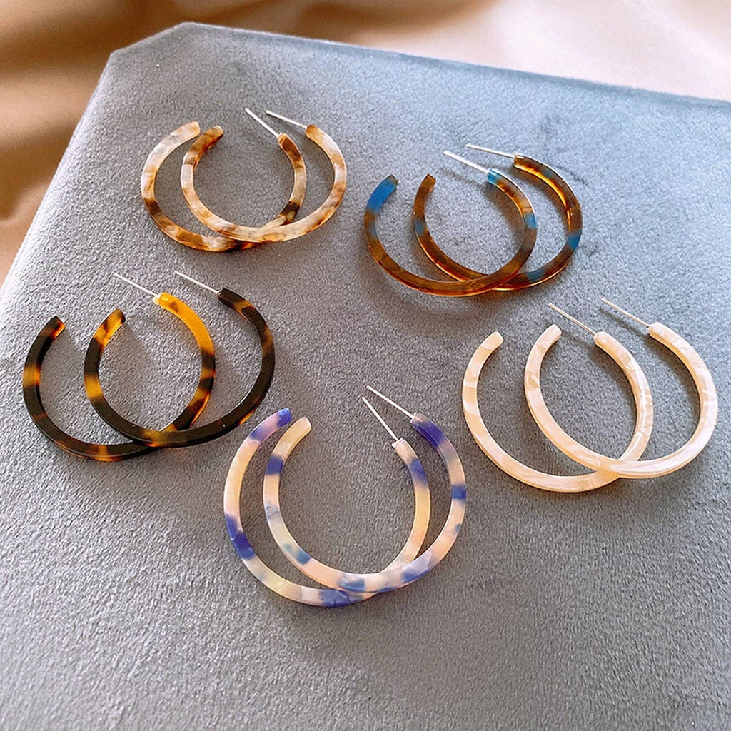 Acrylic Tortoise Hoop Earrings for Women Style_CWAJE2459