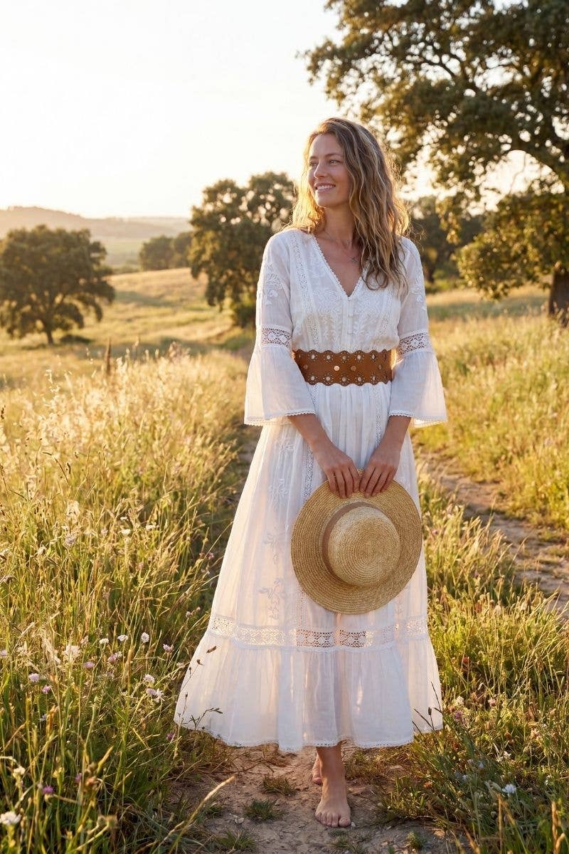 Draco light brown leather sash belt