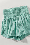 High-Waisted Smocked Nylon Running Shorts with Liner