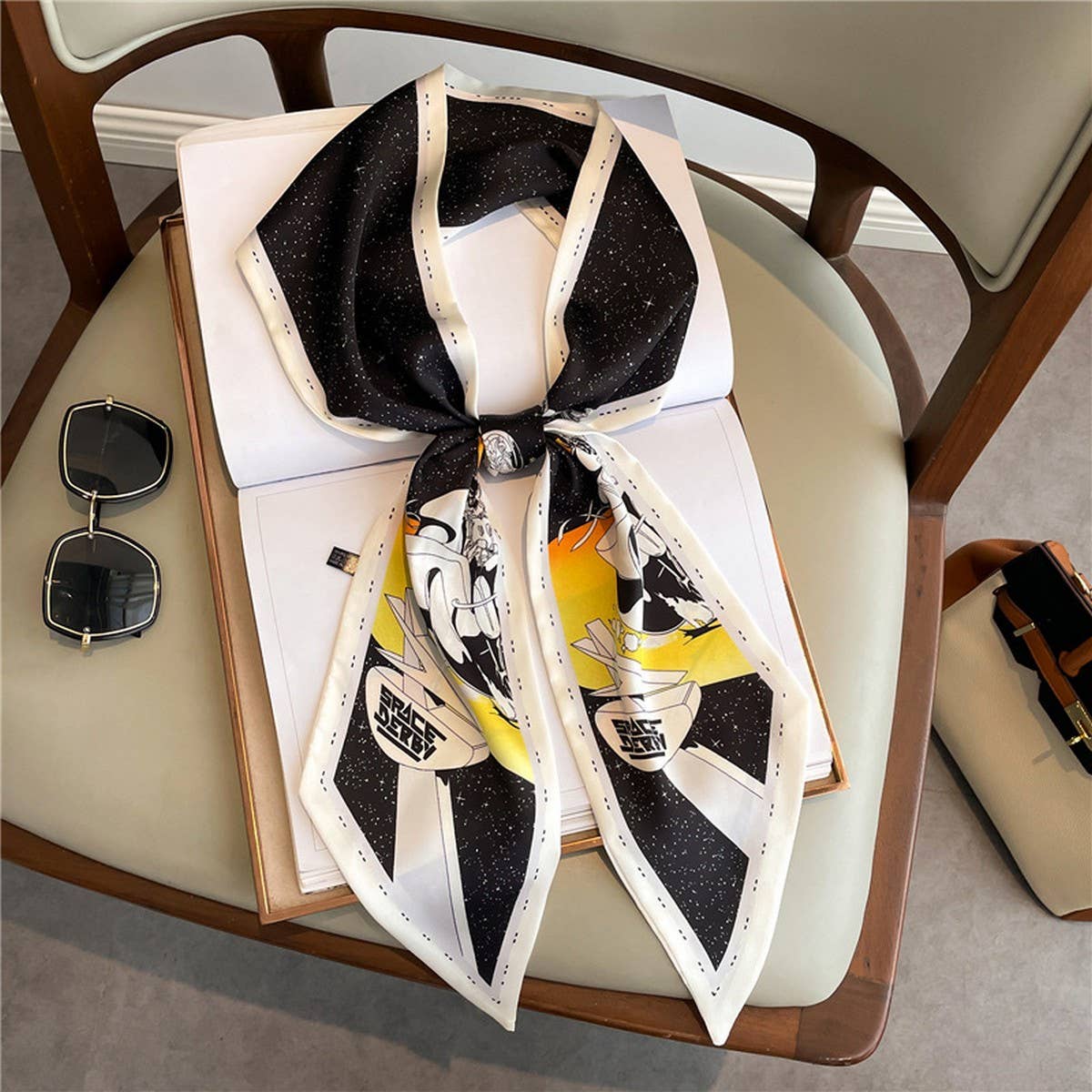 Skinny Silk Scarf for Hair, Neck or Bag Wrap_CWASC1512🎗️