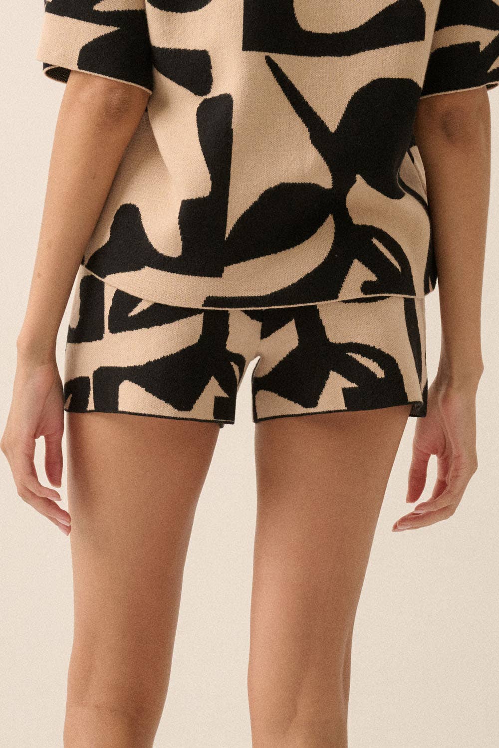 Abstract Floral Knit Shorts