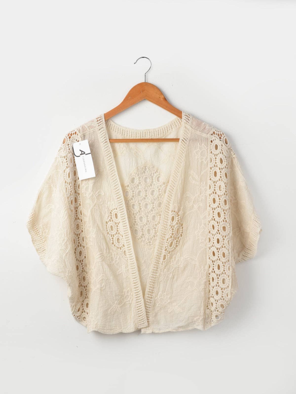 Crosa - Lace Open Front Cardigan with Batwing Sleeves