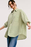 Open-Pack Oversized Gingham Button Down Shirt