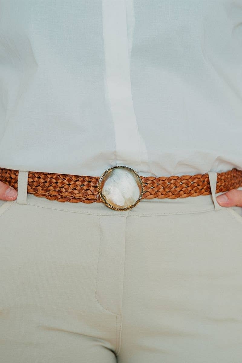 PLUTON NARROW BROWN LEATHER BELT