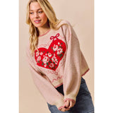 Big Valentine Heart Coquette Crop Sweater