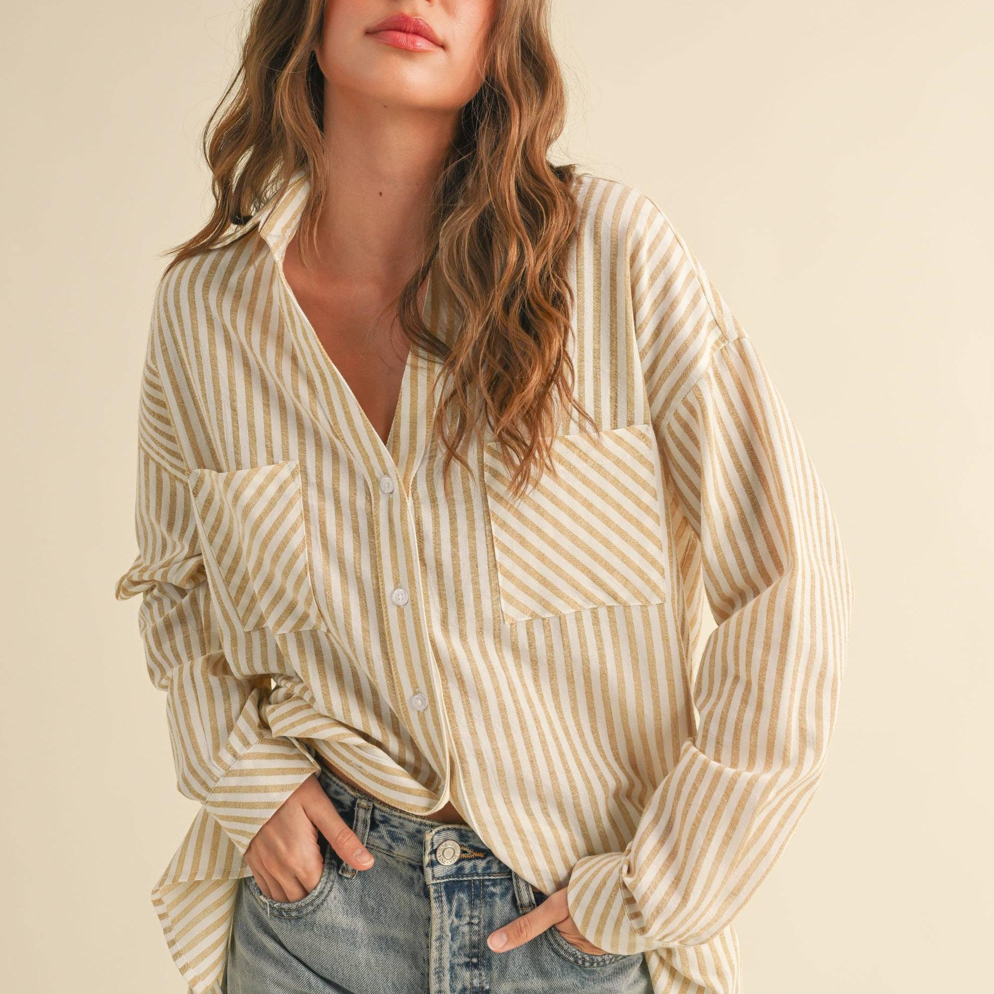 STRIPED PATTERN BUTTON DOWN SHIRTS