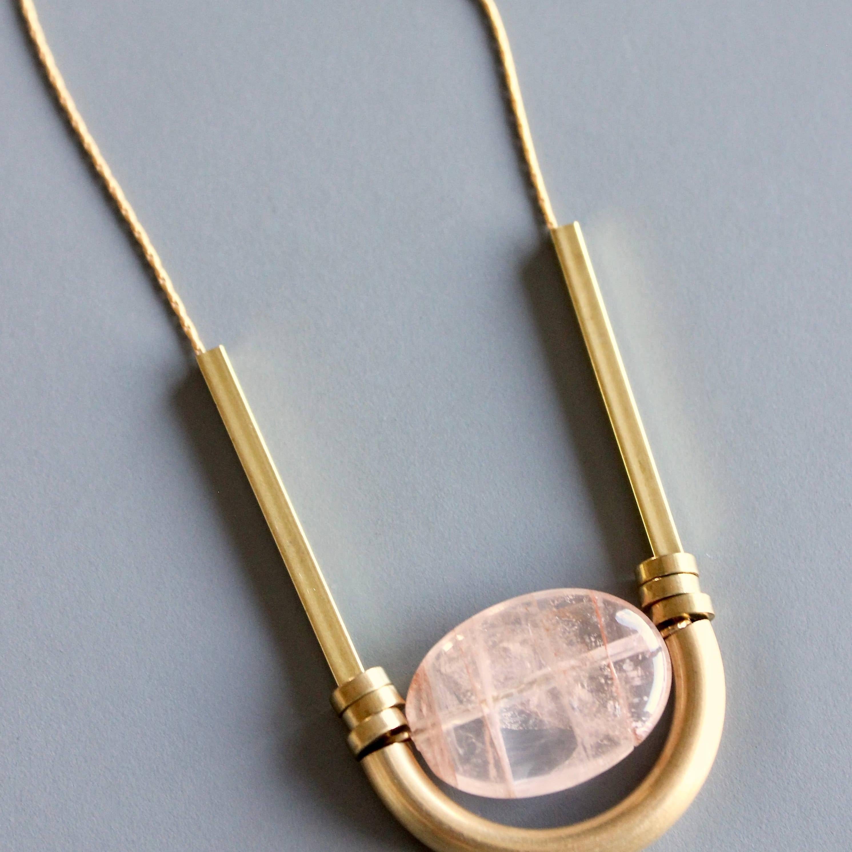 Rose quartz geometric necklace