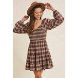 Plaid Smocked Mini Dress