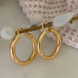 35mm Thick Hoop Earrings 18k Gold Filled Water Resistant