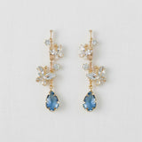 Vintage Blue Crystal Butterfly Stud Earrings