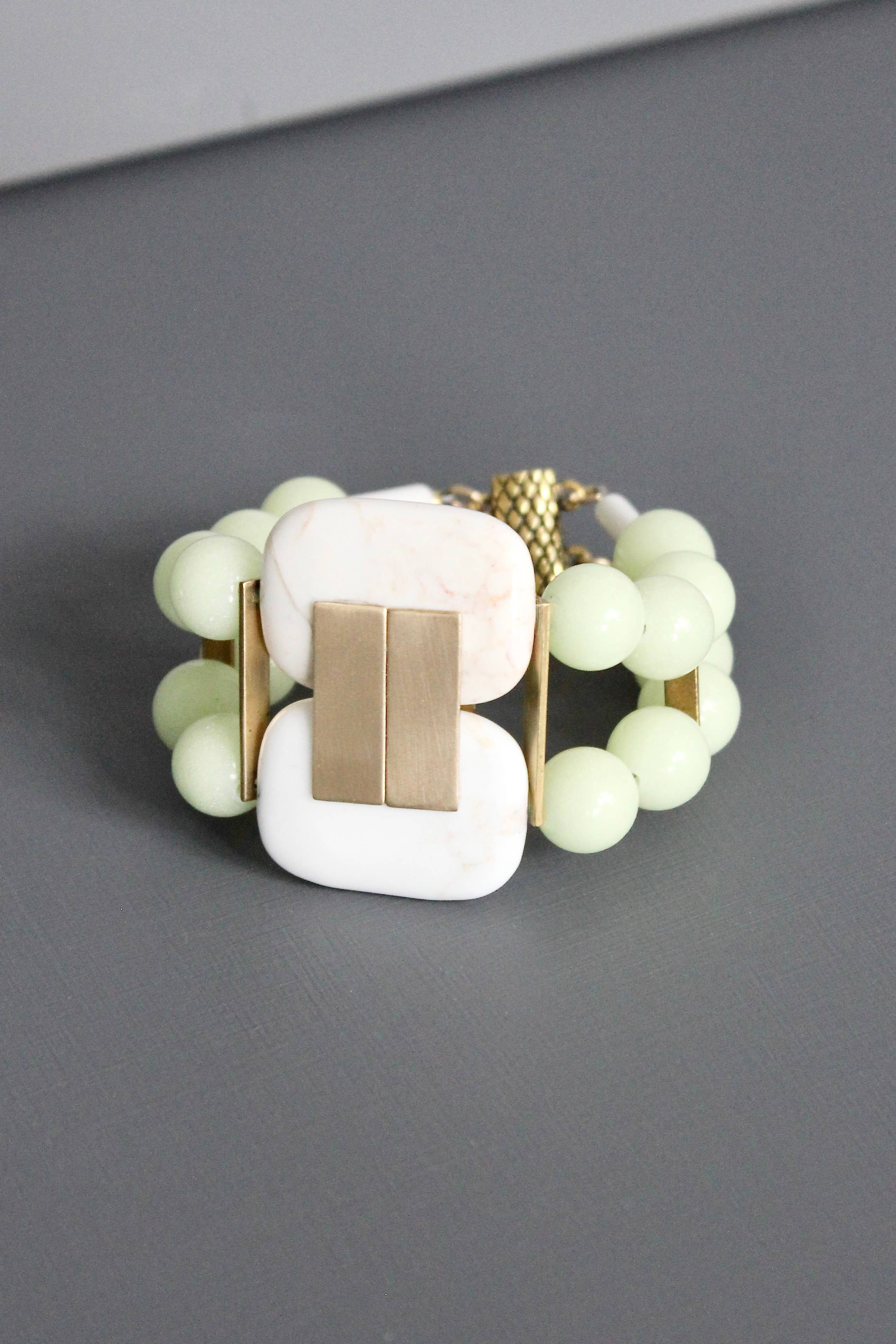 White turquoise and celadon Artdeco bracelet