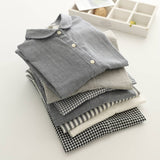 Gingham Soft Muslin Cotton Button-Down cap sleeve blouse