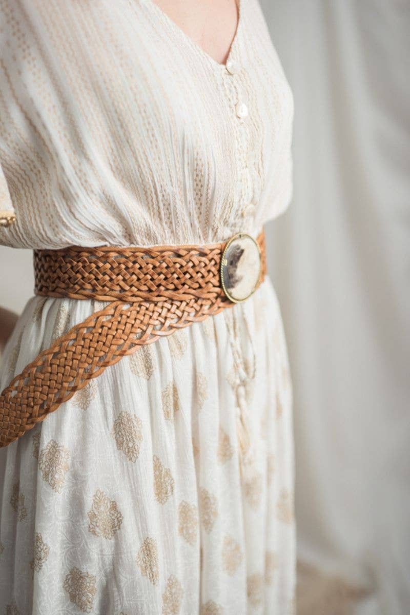 WIDE PLUTO BROWN LEATHER BELT