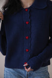 12W3445N-Heart Button Down Knit Sweater Cardigan