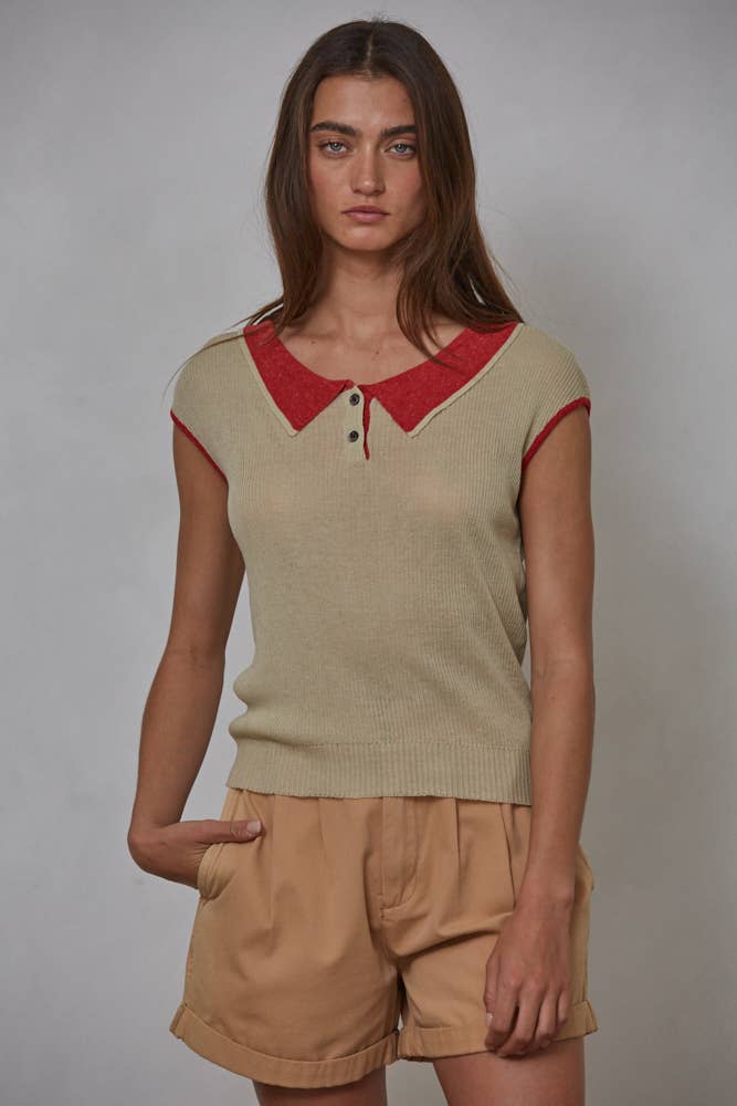 Tencel Linen Collar Neck Top