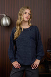 CREW NECK BUTTON DETAIL LONG SLEEVE KNIT TOP