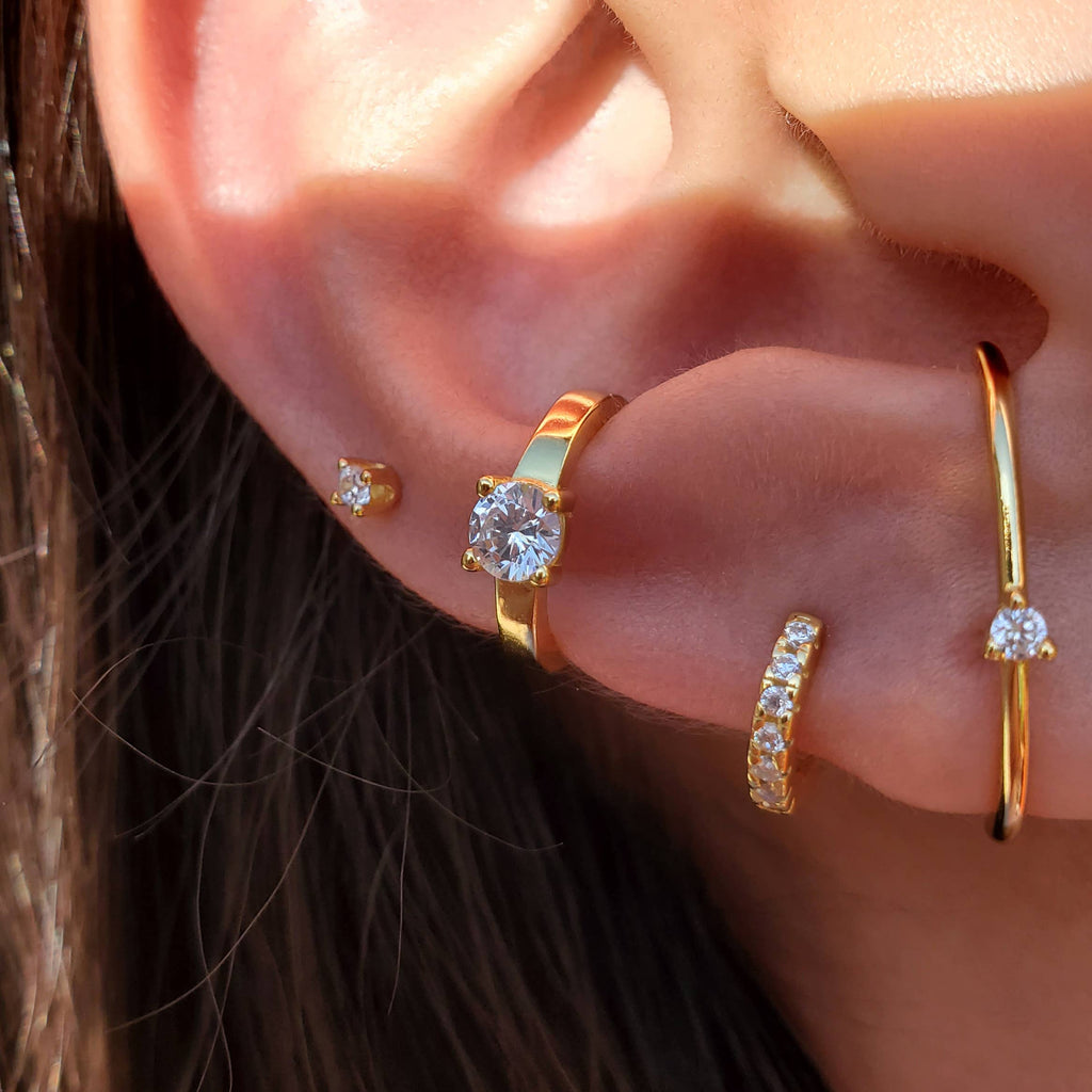 SOLITAIRE BAND EAR CUFFS