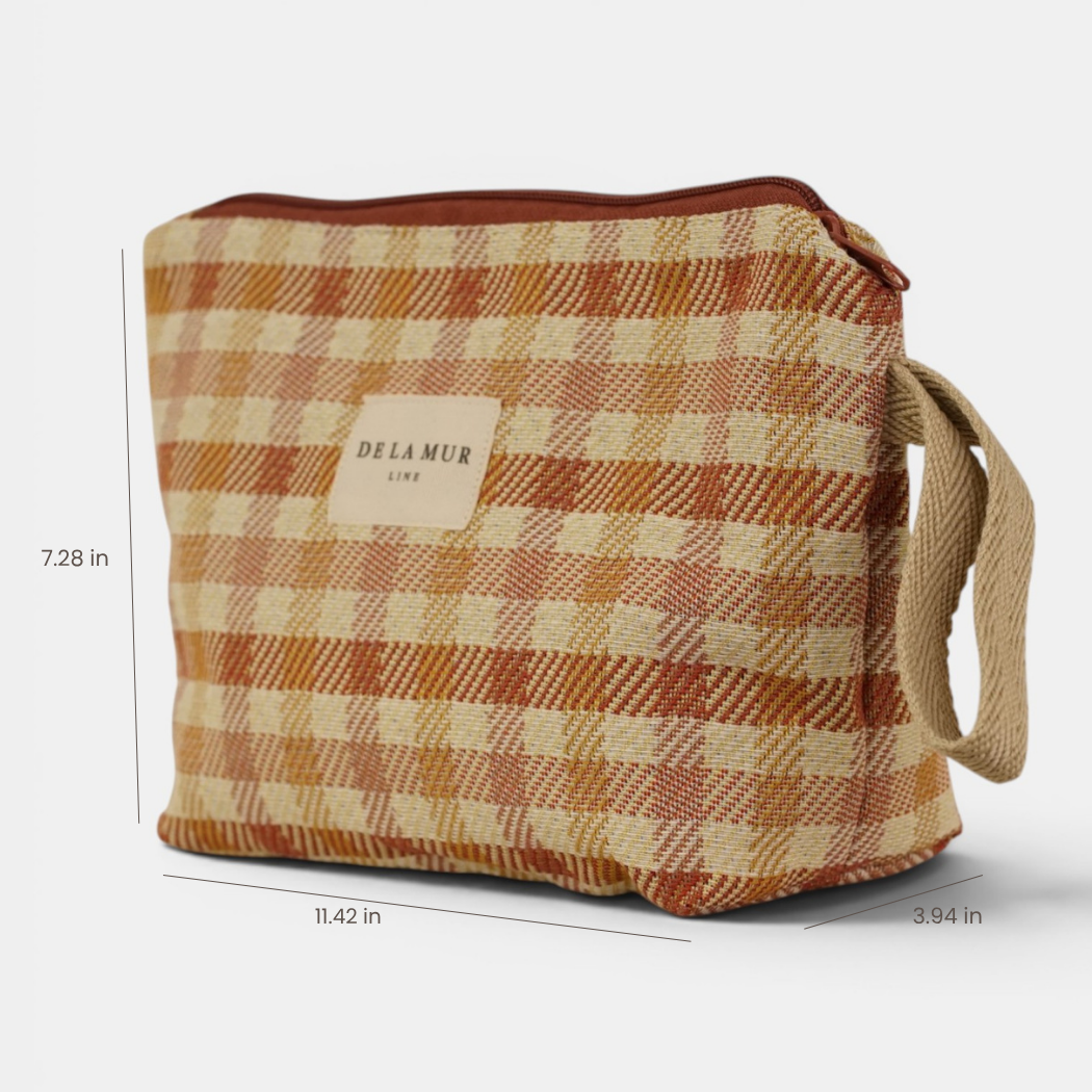 Zia Gingham Jacquard Large Makeup Bag