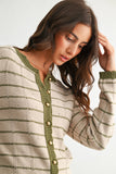 Olive Trim Button-Up Cardigan