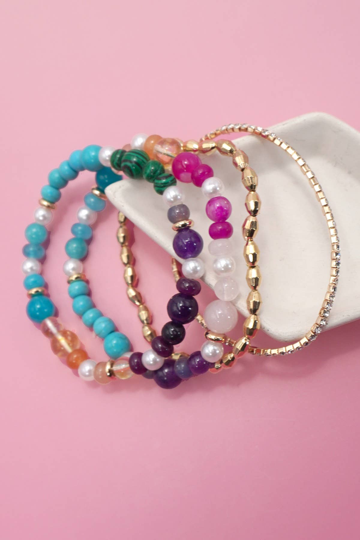 MULTI COLORED GLASS BEADED BRACELET