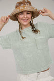 WASHED RIBBED SHORT SLEEVE TEE WITH POCKET (PRE-ORDER)