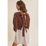 EASY COFFEE DATE BACK RIBBON TWOFER MINI SWEATER DRESS