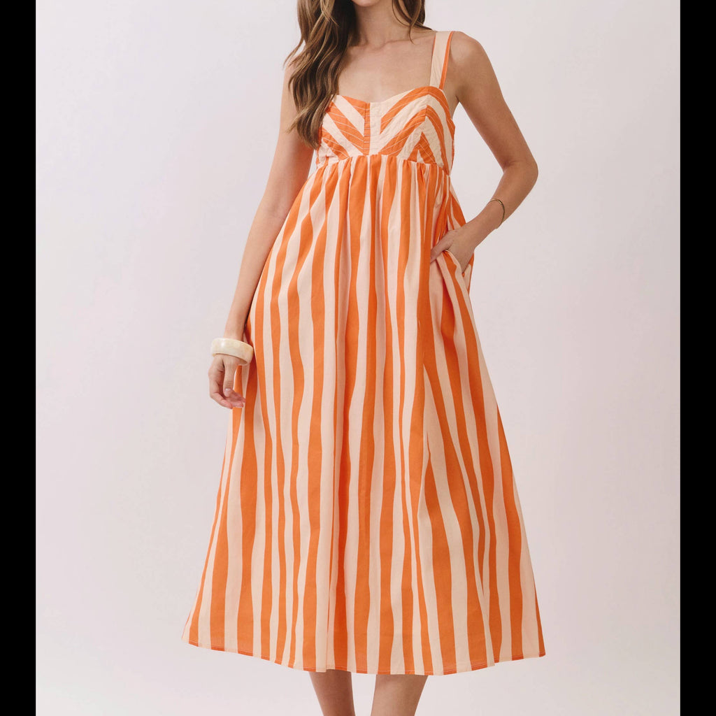 Emily Stripe Empire Waist Midi Dress