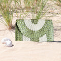 Palm Leaf Green and White Clutch
