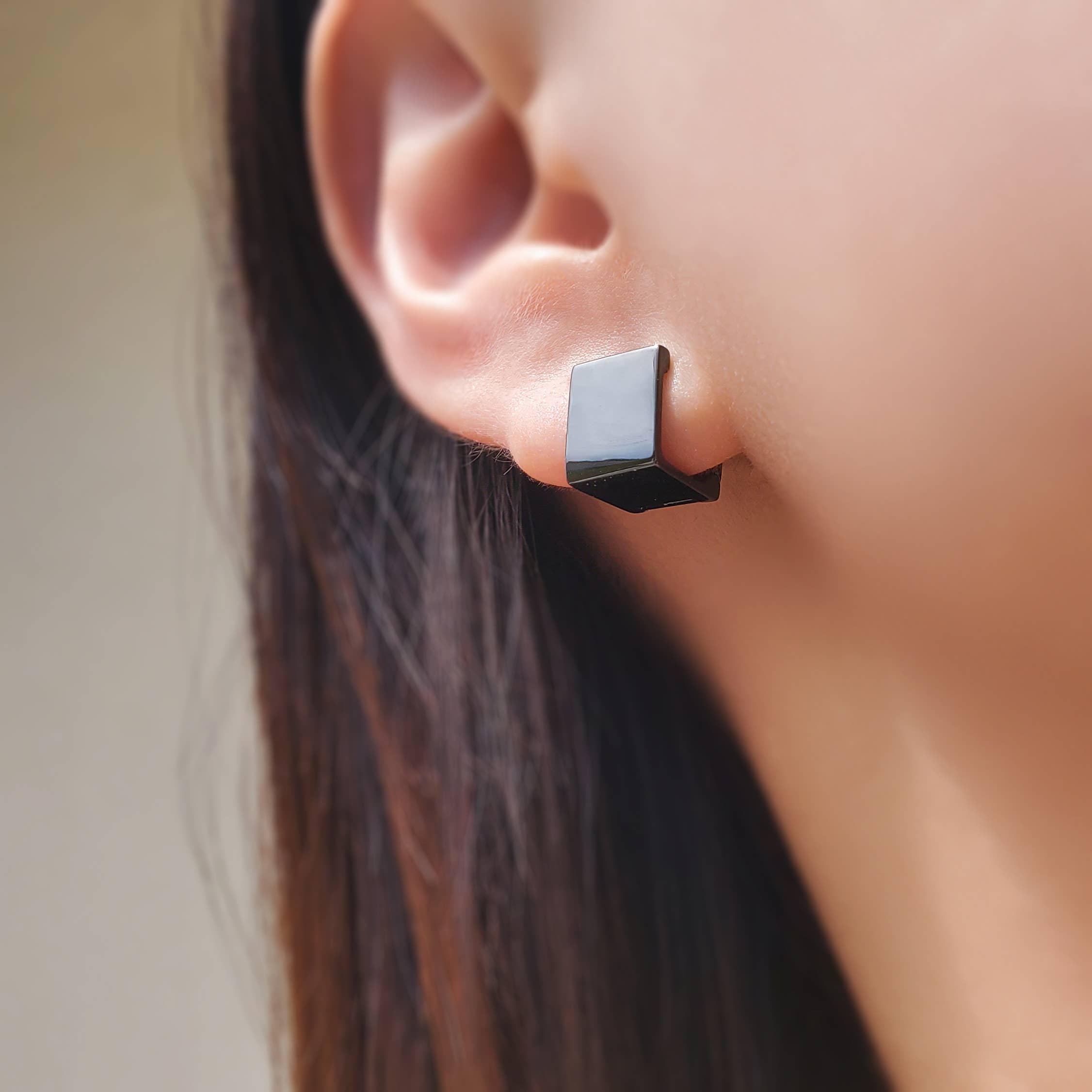 SQUARE HUGGIE EARRINGS