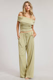 Off Shoulder Pants Set with Ruched Top