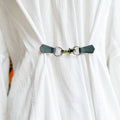 Silver Buckle & Gray Leather Cinch Clip for Clothes
