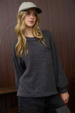 CREW NECK BUTTON DETAIL LONG SLEEVE KNIT TOP
