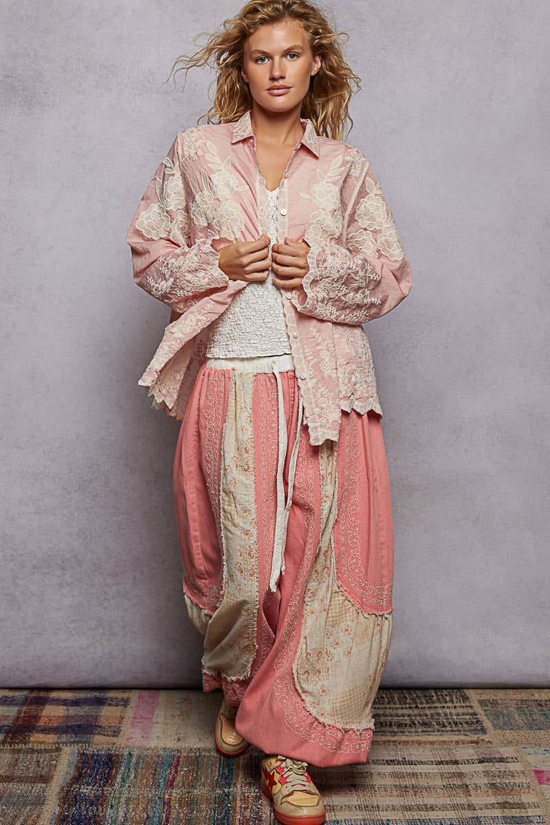 Flora Embroidered Scalloped Top