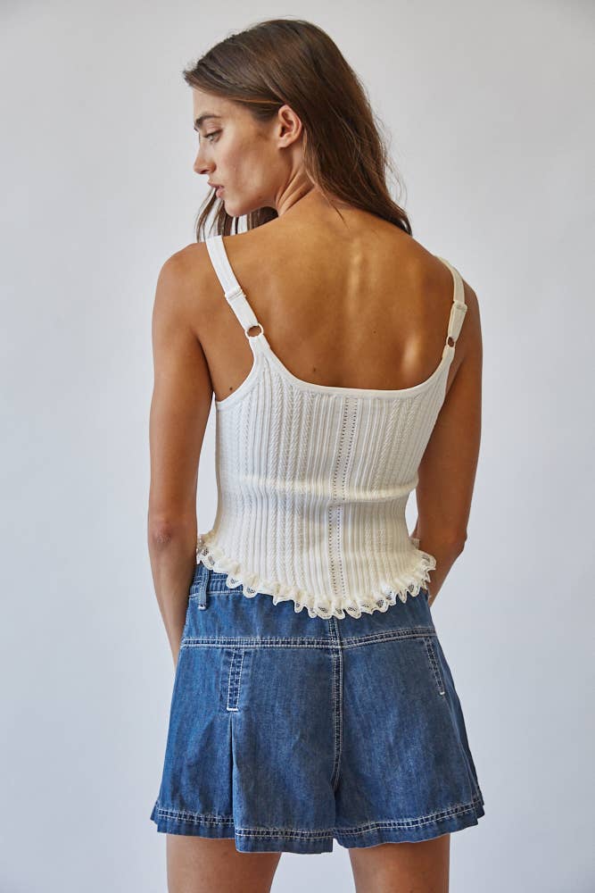 White Knit Corset Top