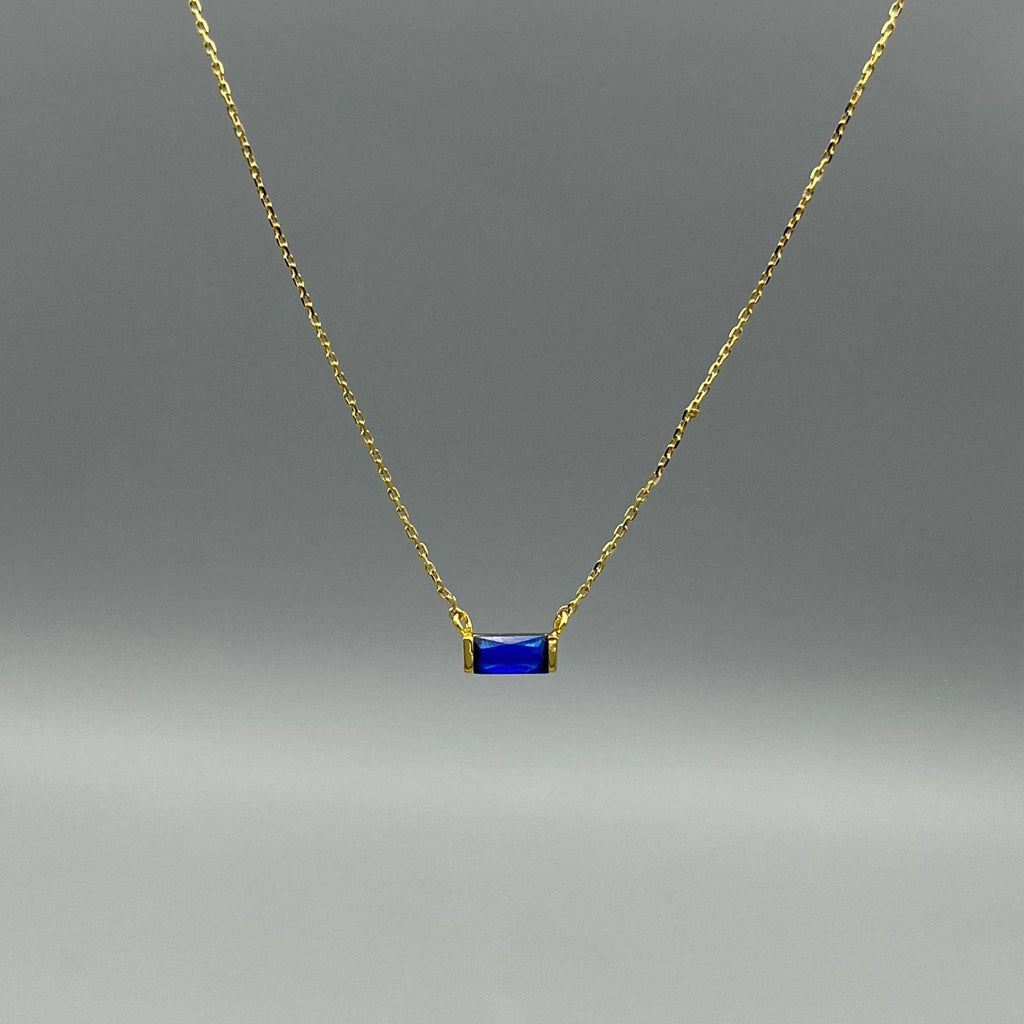 Gold Baguette Birthstone Necklace