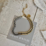 Ombré Double Two Tone Gold Silver chain bracelet layering 