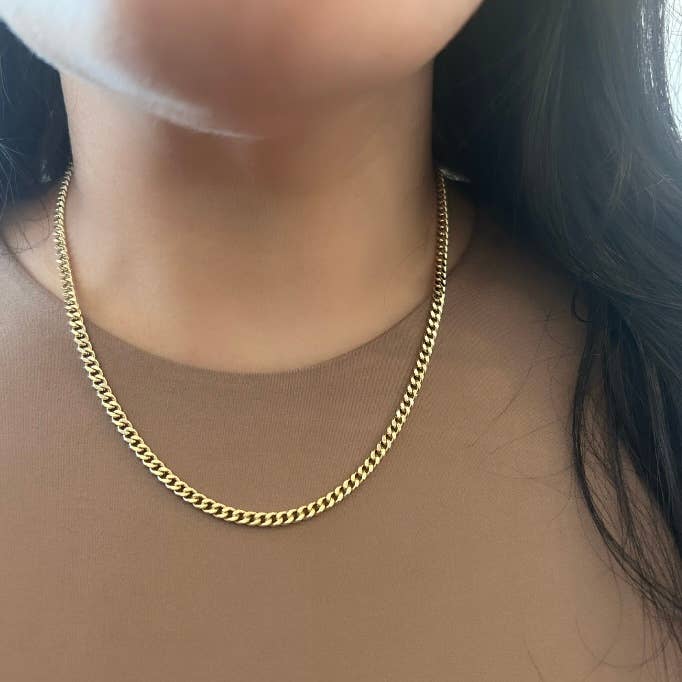 Gold Curb Chain Layering necklace 18k gold-filled