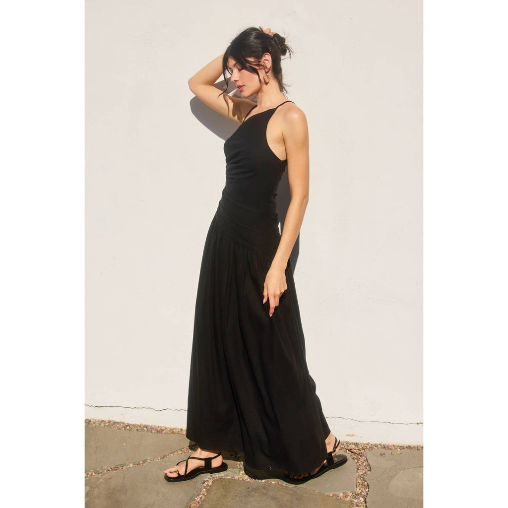 Heaven Sent Drop Waist Ruched Maxi Dress