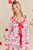 Christmas Toile Printed Pajama Set
