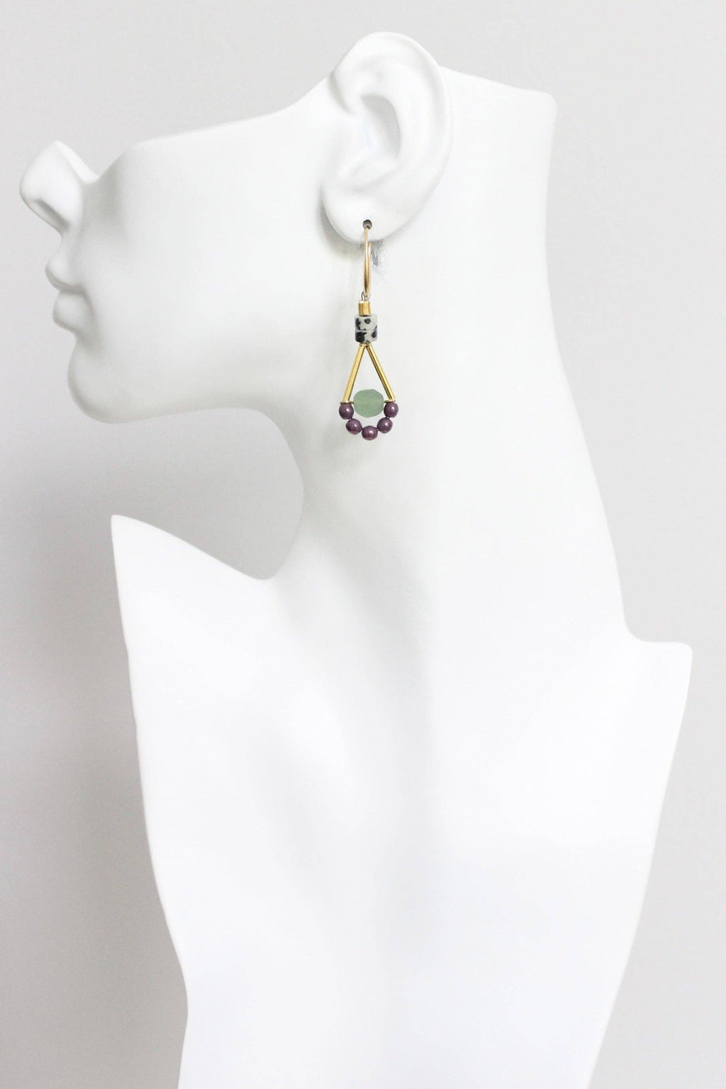 Mini purple and green earrings