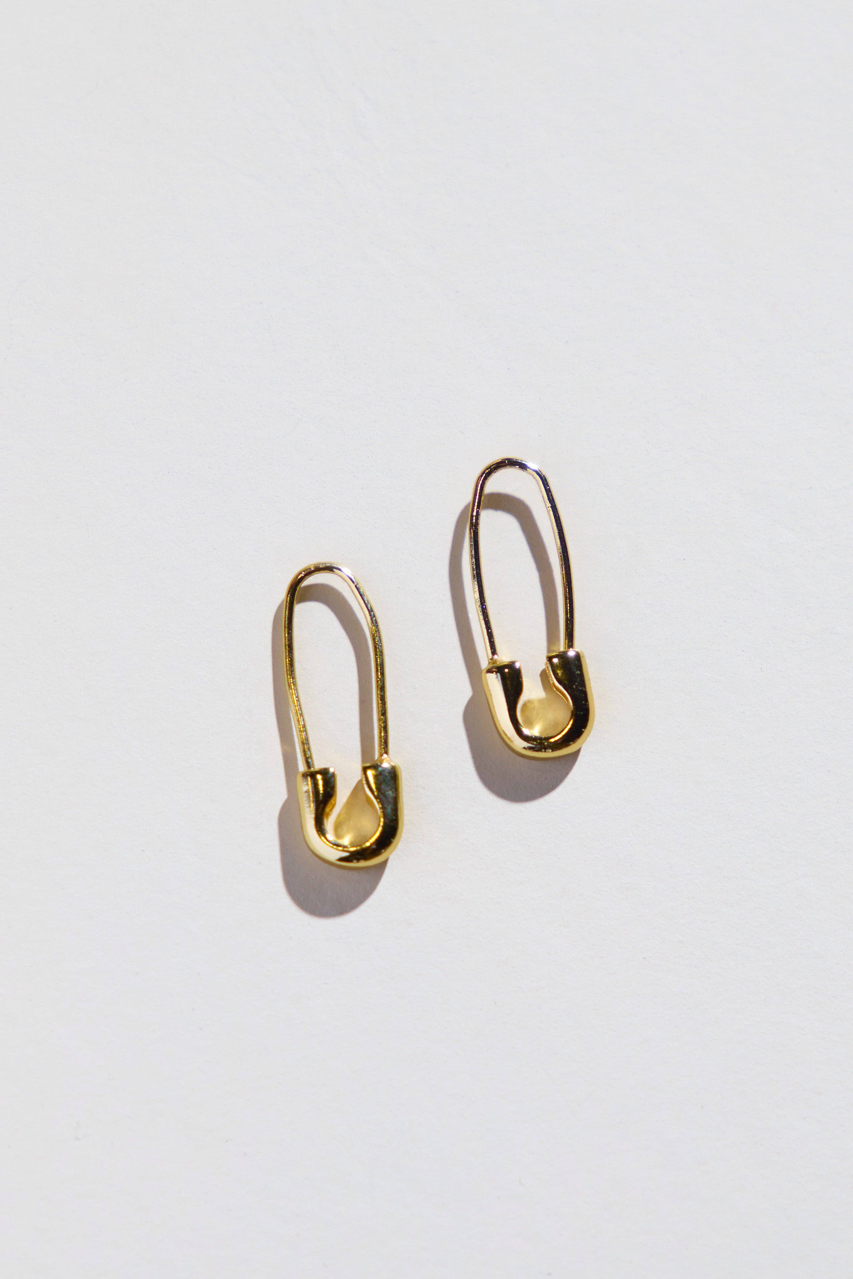 Safety Pin Threader Earrings - Gold