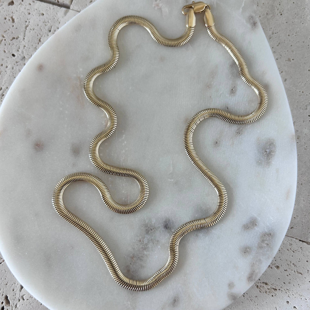 Snake chain herringbone flat link necklace gold filled 