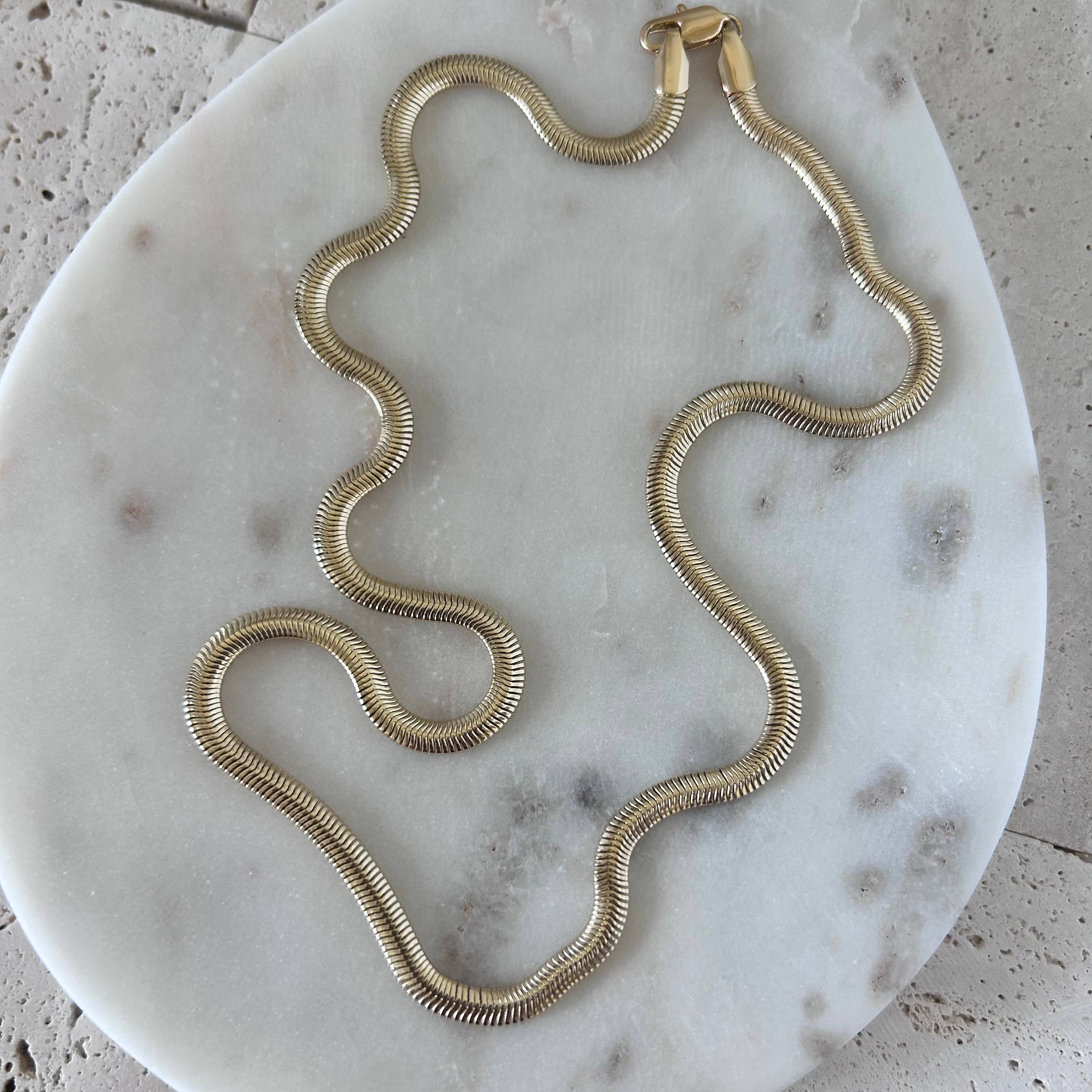 Snake chain herringbone flat link necklace gold filled 