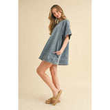 Washed Denim Mini Dress