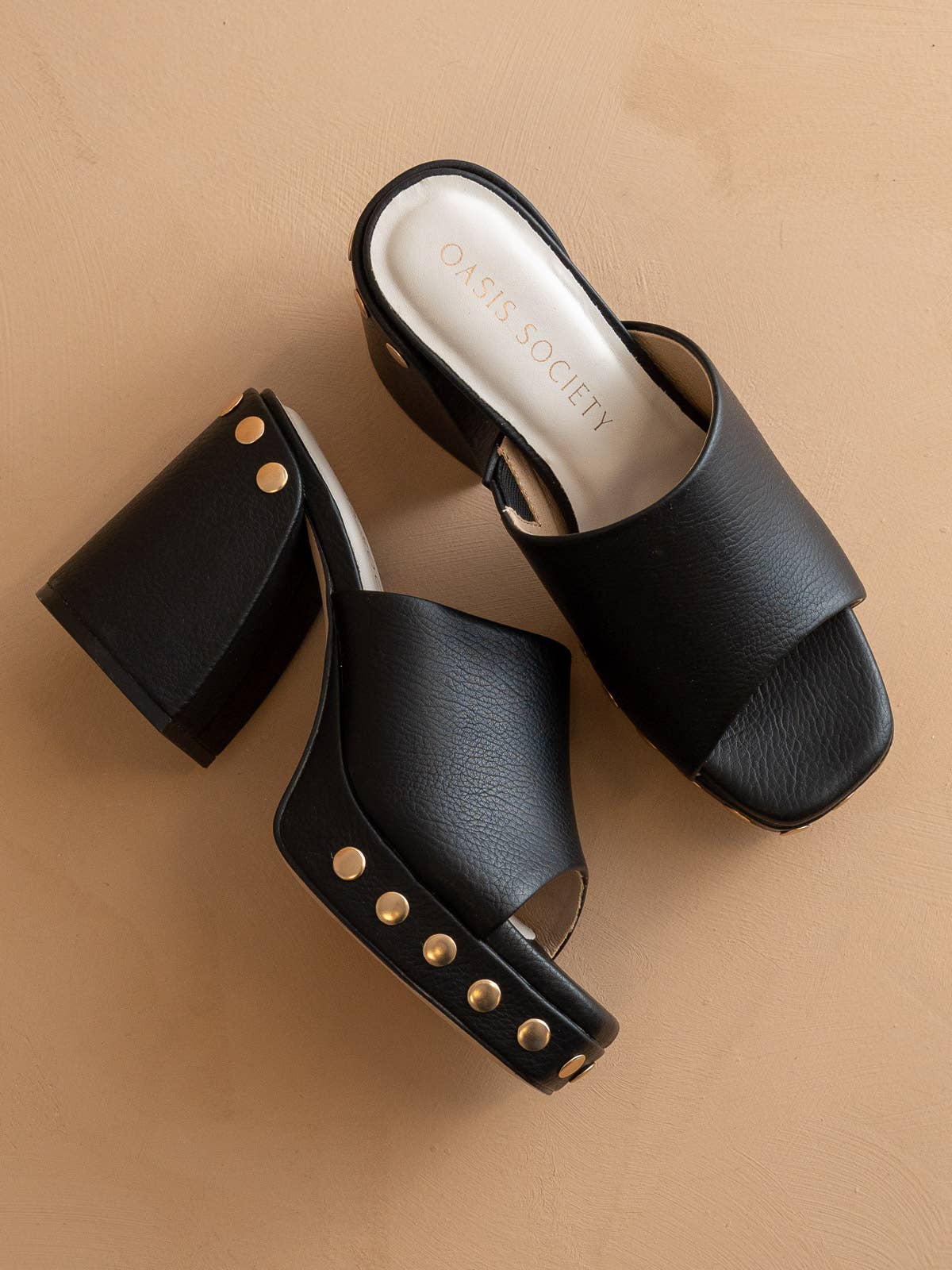 The Leona | Black Studded Platform Heel