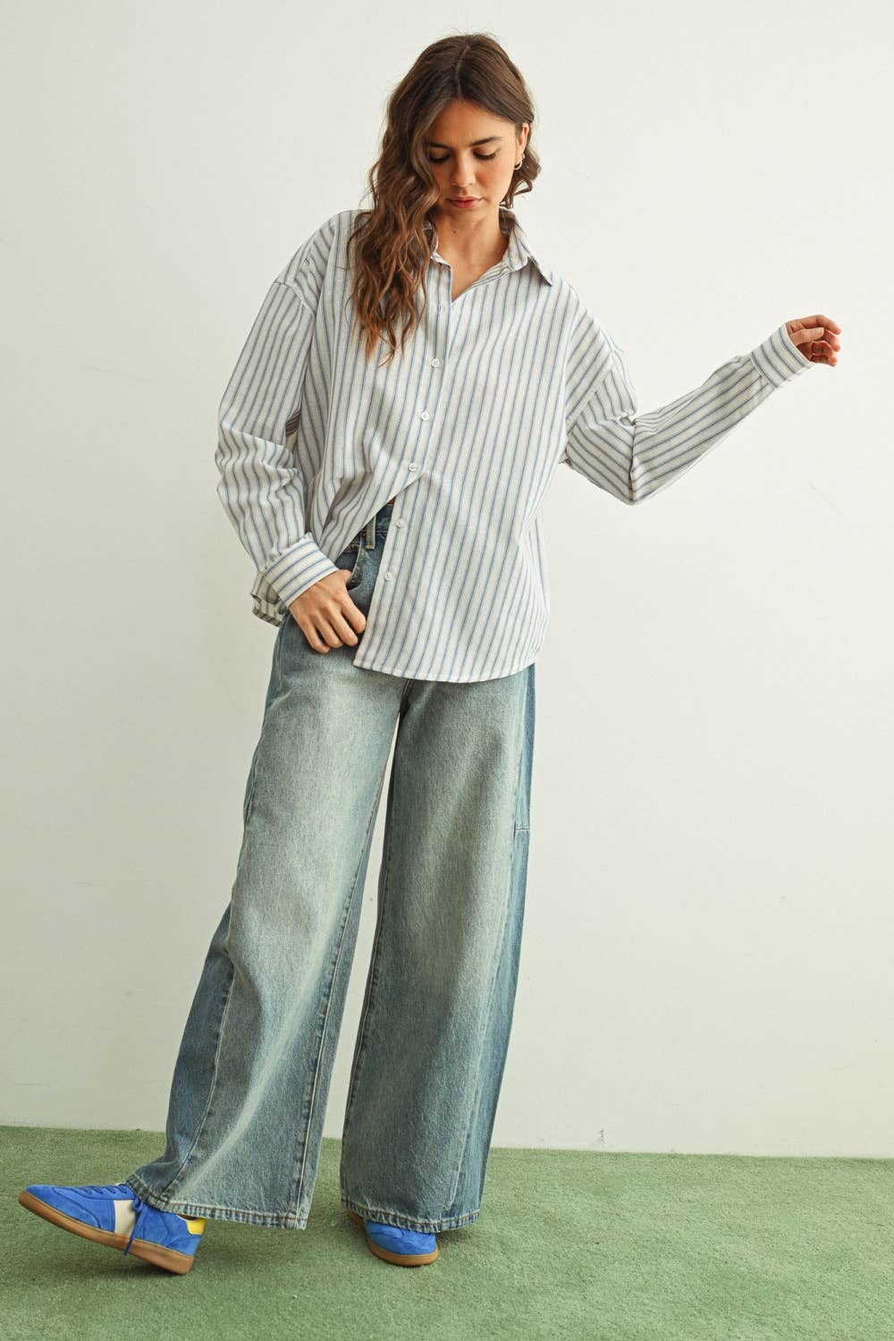 MIXED DENIM ON THE SIDE DETAIL PANTS