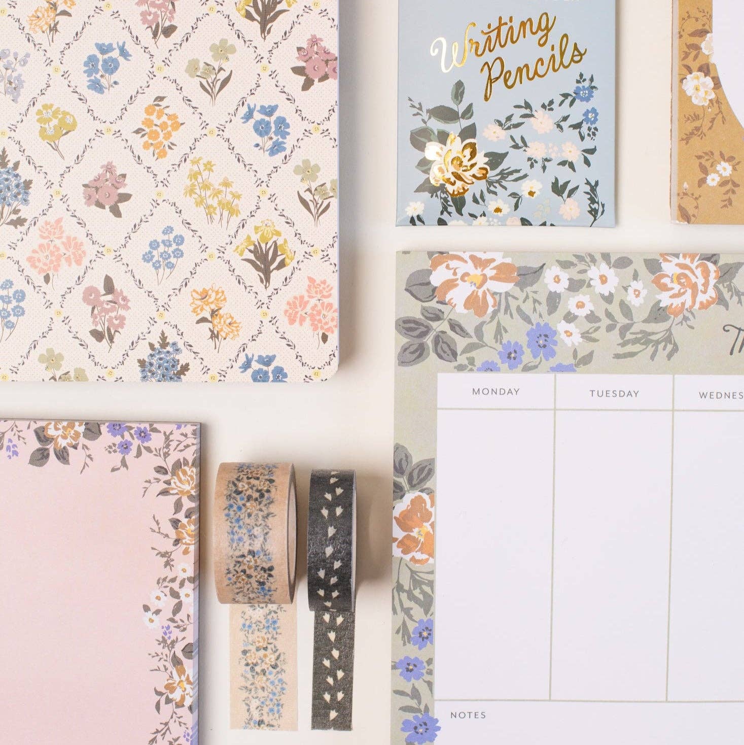 Blossom Weekly Planner Notepad - Green Floral